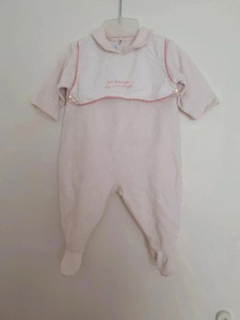 Pyjama grenouillère rose velours doux bébé fille petit bateau 3 mois