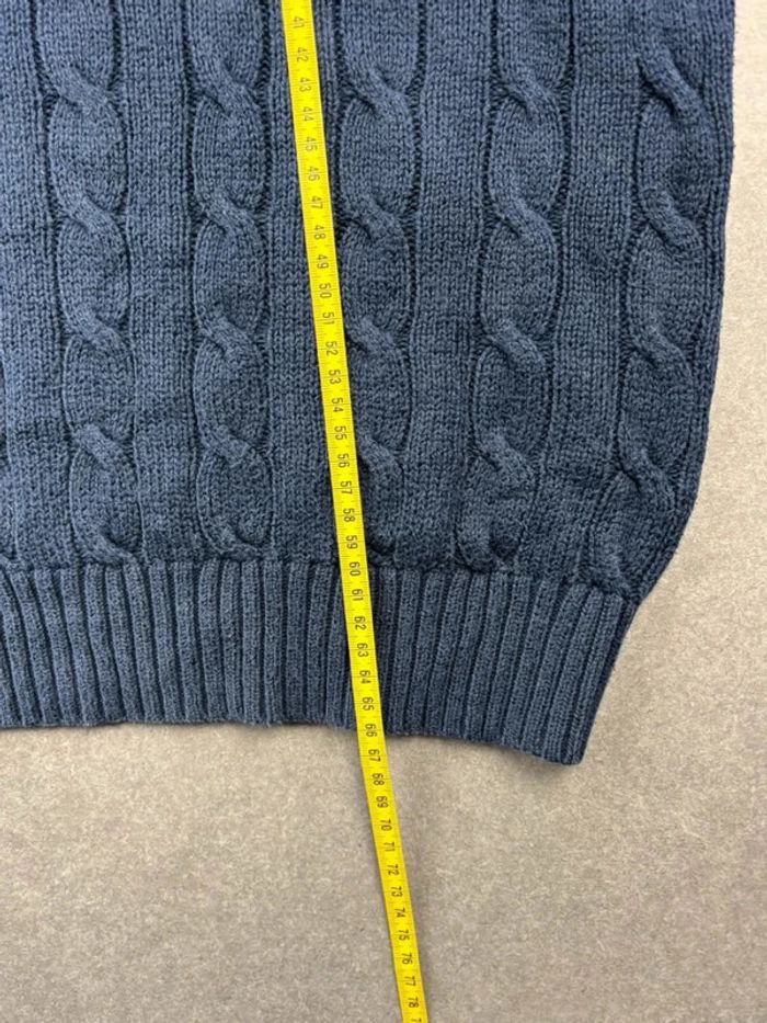 Pull d’hiver torsadé en maille Ralph Lauren bleu col rond taille XL - photo numéro 11