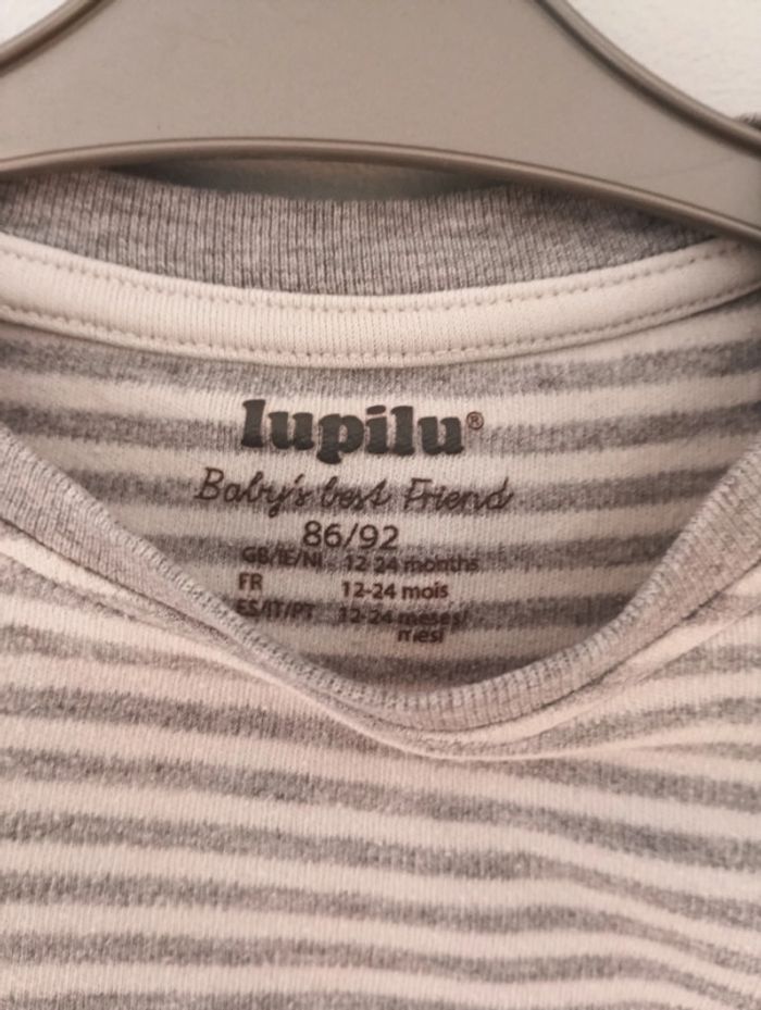 t-shirt manches longues lupilu gris 12-24mois - photo numéro 2