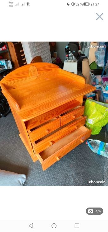 Ensemble table à langer et lit bébé en BOIS + matelas