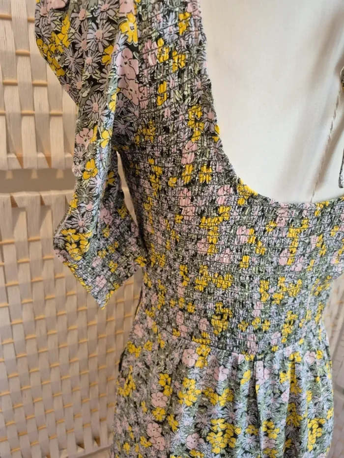 💕Joli Combishort Courte Fleurie BZB - Col Carré & Manches Bouffantes - femme TM (38)💕 - photo numéro 7