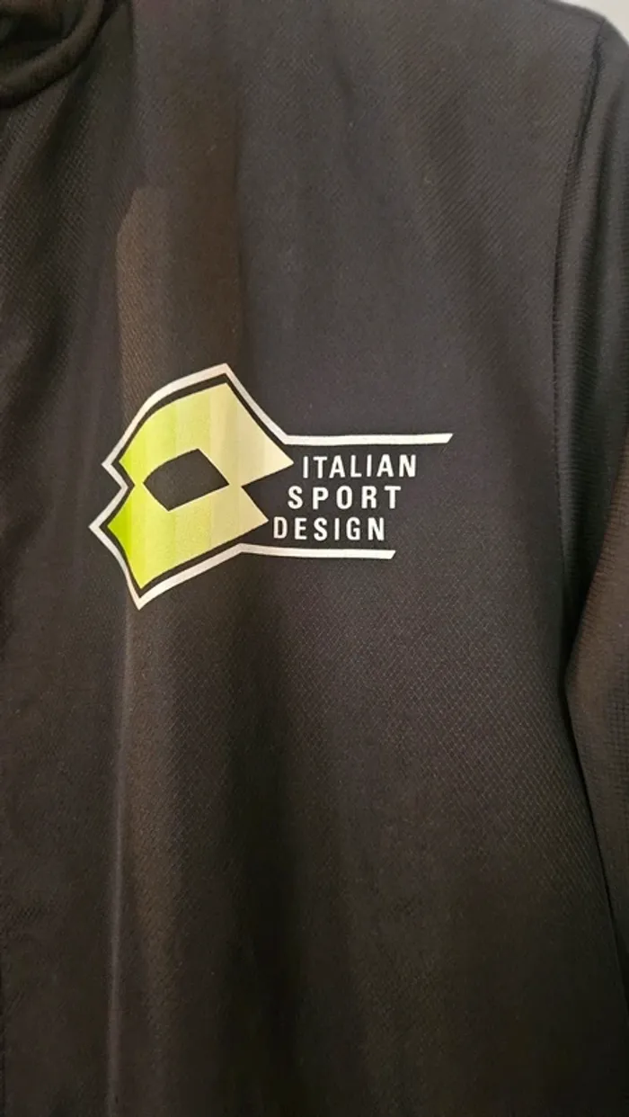 Veste vintage Lotto noire S- logo rétro vert fluo,- Italien sport design - photo numéro 2