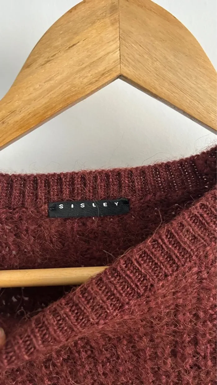 Pull Sisley marron bordeaux - photo numéro 2