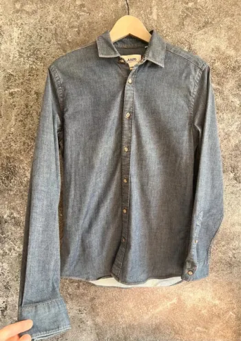 Chemise bleue homme manches longues Jules taille S camisa hombre camicia uomo Herrenhemd