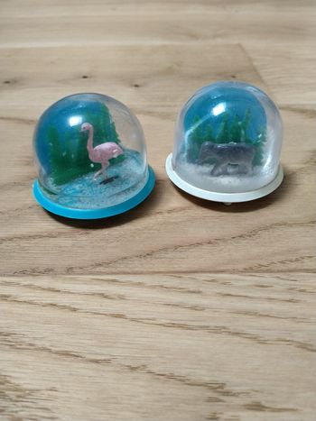 Lot de 2 boules à neige flamand éléphant 