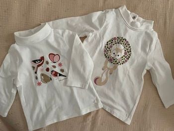 2 hauts manches longues neufs 6 mois 