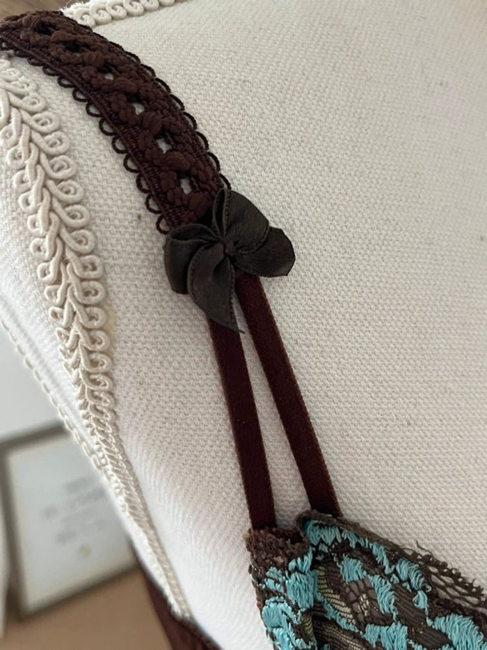 Ensemble lingerie 3 pièces chocolat turquoise 46/48 95 C - photo numéro 3