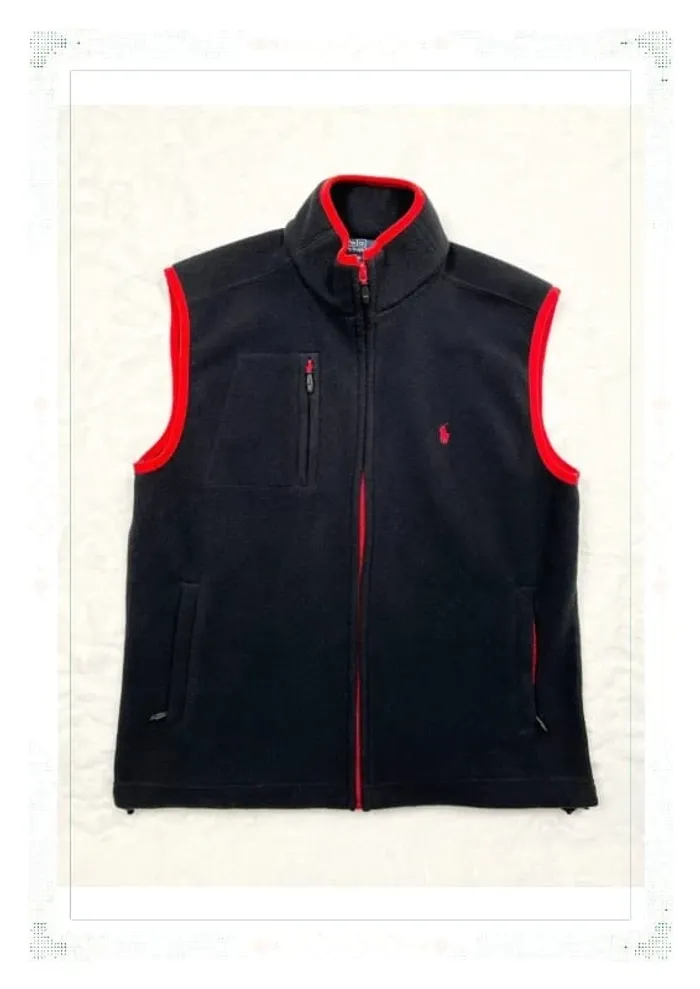 Ralph Lauren polaire sans manches noir et rouge homme taille M zippée - photo numéro 2