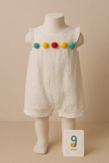 Combinaison bébé blanche Marque Orchestra Taille 9 mois