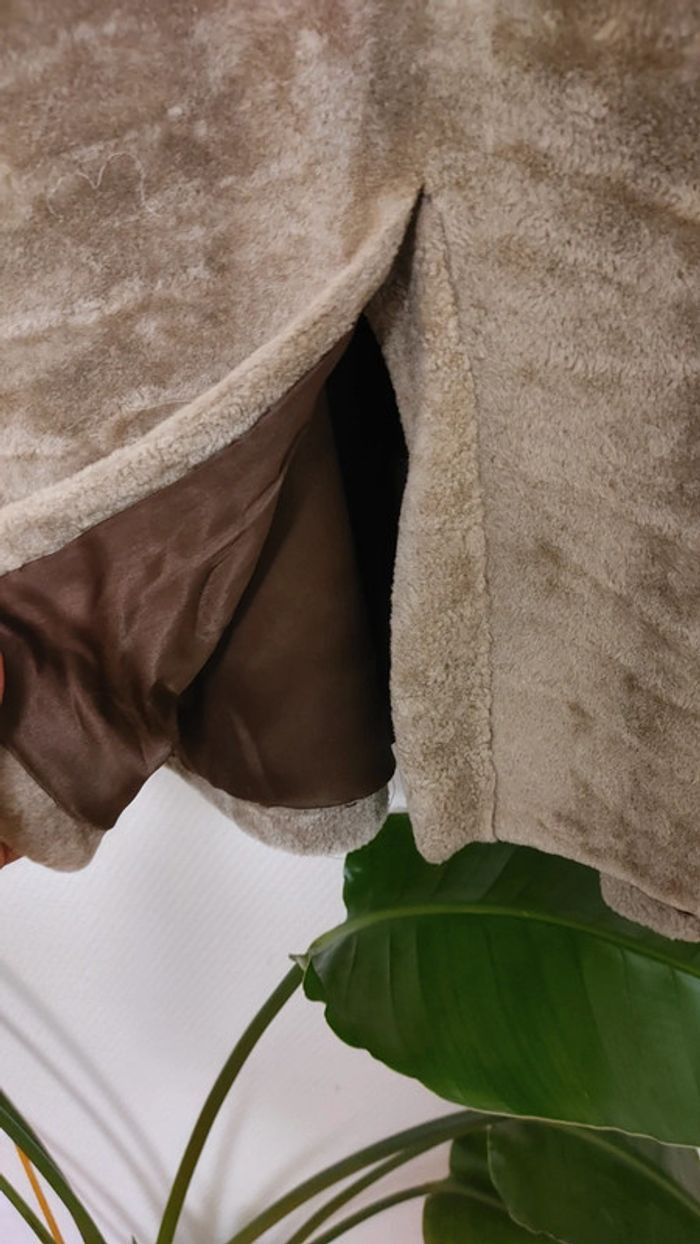 Beau manteau vintage en shearling montone peau de mouton retourné laine S M - photo numéro 8