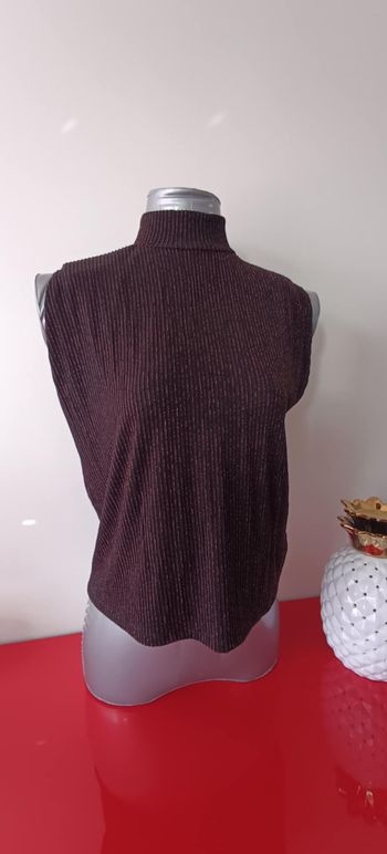 Top Haut T-shirt noir cuivré sans manches "Kiabi" Taille S