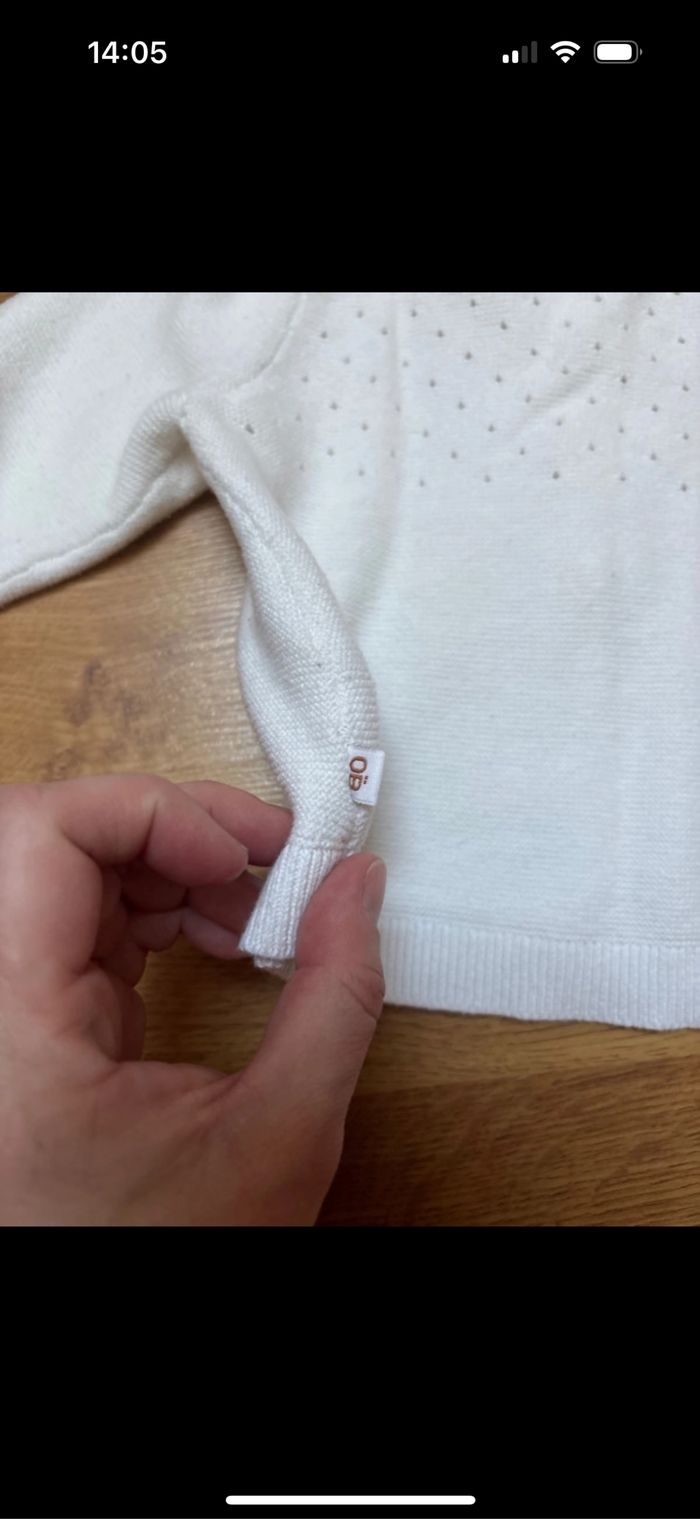 Gilet blanc bébé fille obaibi 12 mois - photo numéro 5