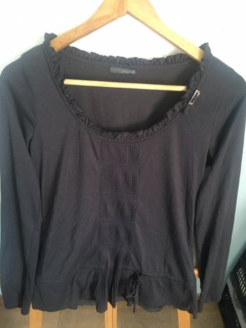 Haut t-shirt blouse tunique manche longue DDP léger avec noeud