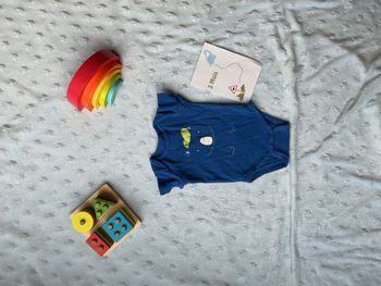 body manches courtes bleu dessin devant 3 mois gémo