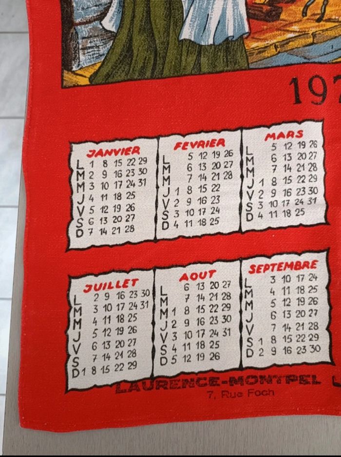 Torchon calendrier 1973 neuf - photo numéro 4