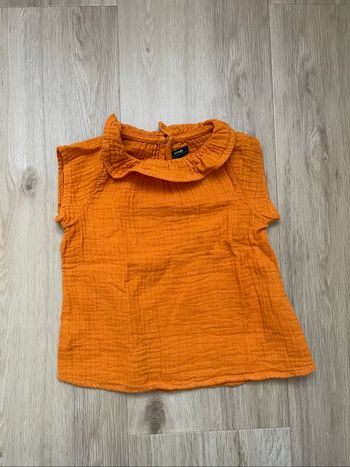 Haut gaz de coton Kiabi orange moutarde 18 mois