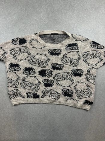 Pull sweat vintage à motif coogi style crème/noir en laine made in España