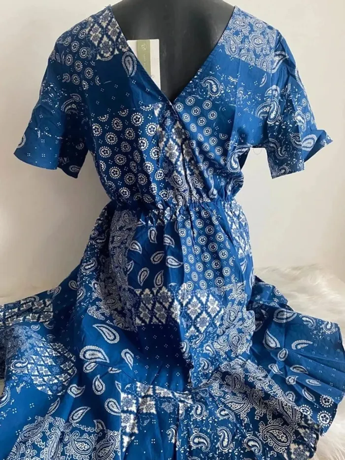 Belle robe été bleu à motif femme 40/L coton grace &mila - photo numéro 4