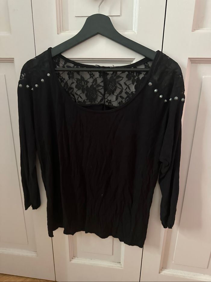 The shirt manches 3/4 dentelle stud Jennyfer
