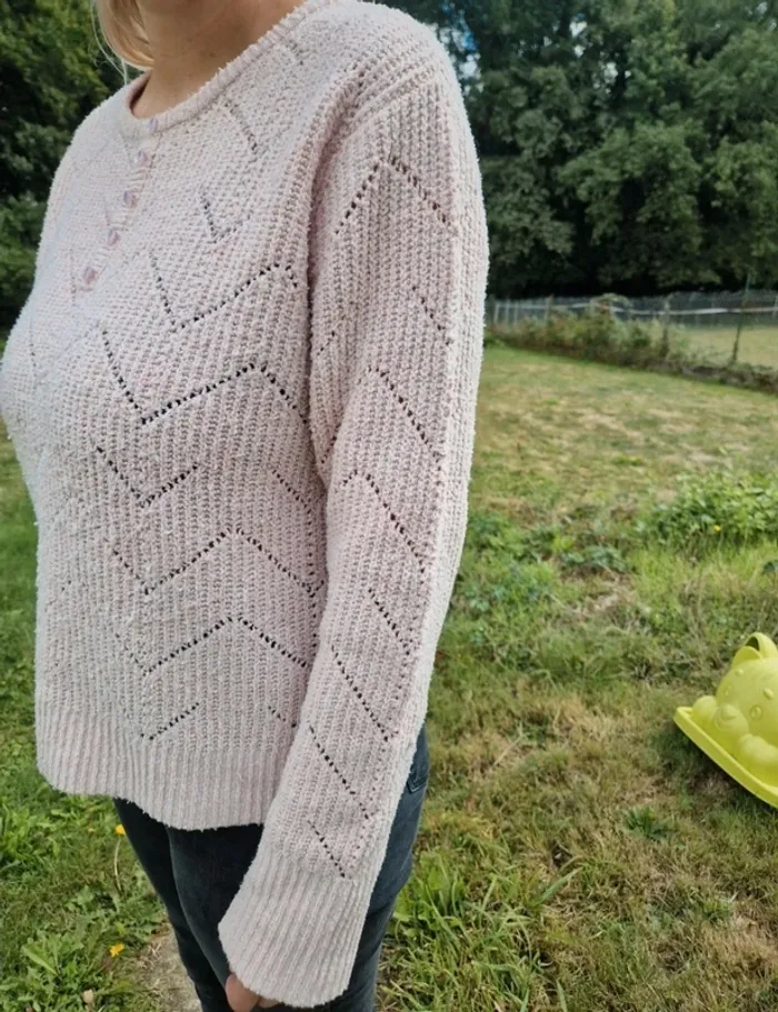 🎀 Superbe pull rose à motif chevrons - Taille 38 - Fashion Private Compagny 🎀 - photo numéro 4