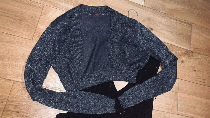 Robe de soirée noire brillante avec son boléro Camaïeu 36 - photo numéro 7