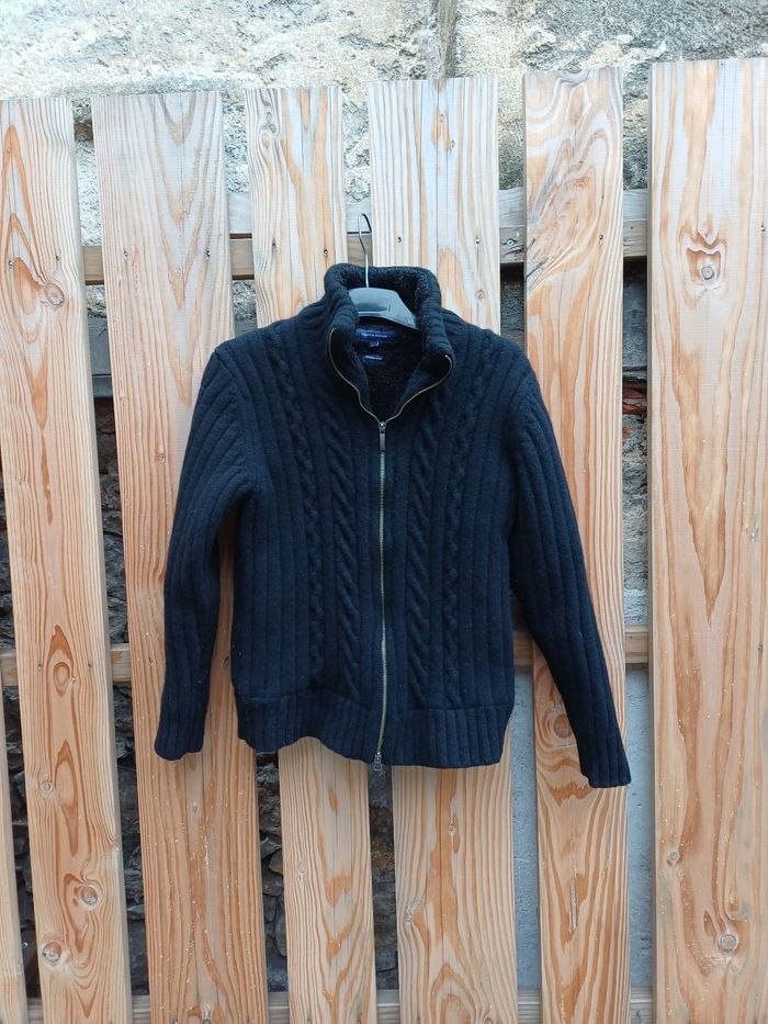 Veste pull zippé chaud en laine d'agneau Tommy Hilfiger taille XL - photo numéro 2