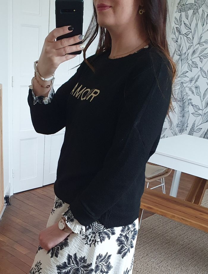 Pull Amour noir/doré oversize Taille unique - photo numéro 4