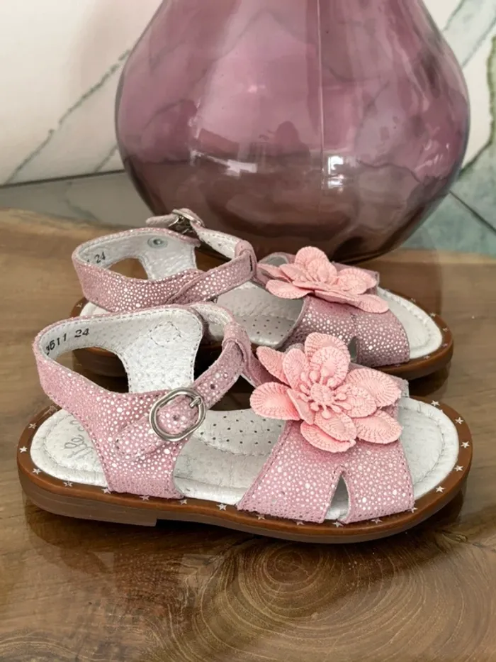 Chaussures sandales été rose fleurs Little Mary - photo numéro 4