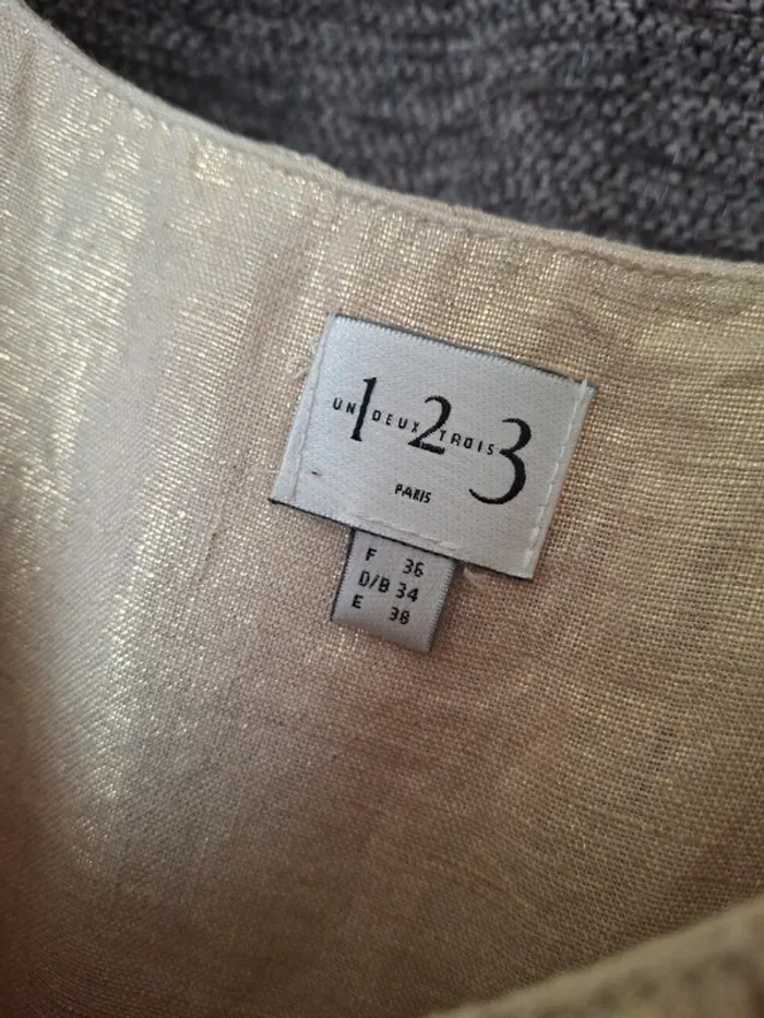 Magnifique robe 123 lin beige & doré taille 36 - photo numéro 6