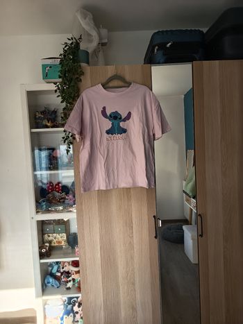 Tee-shirt rose clair Stitch neuf Jennyfer - Taille M 38