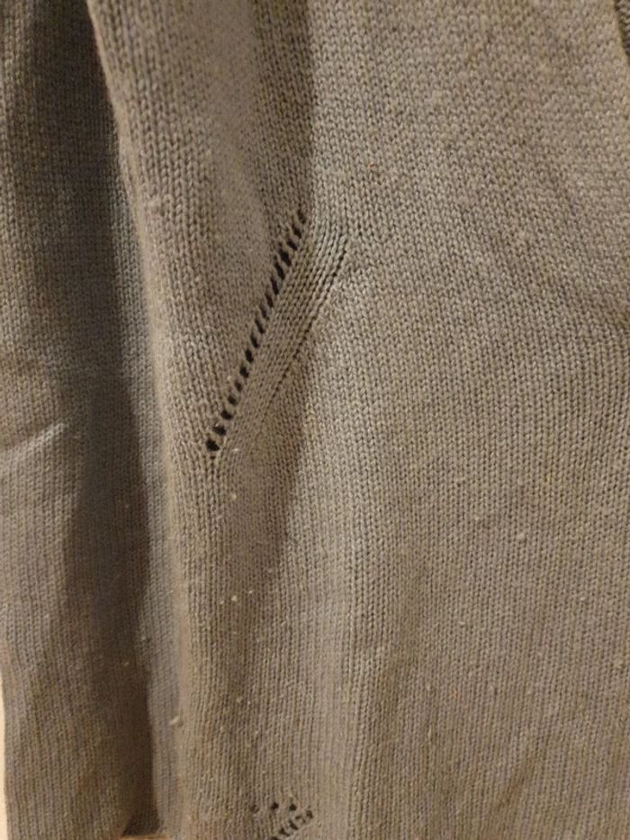 Pull col V 100% cachemire gris bleu - photo numéro 3