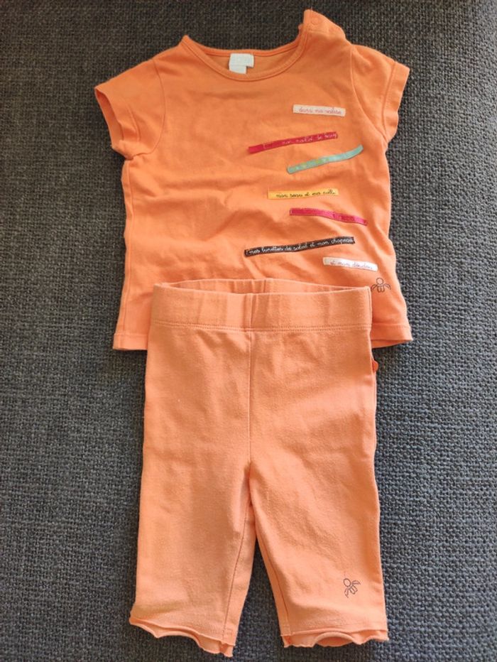 Ensemble t-shirt pantacourt legging 12 mois