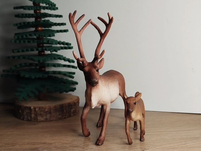 Figurine Renne et son bébé Animal de la forêt Mojo
