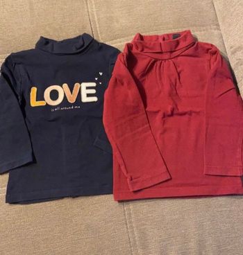 2 hauts manches longues 12 mois