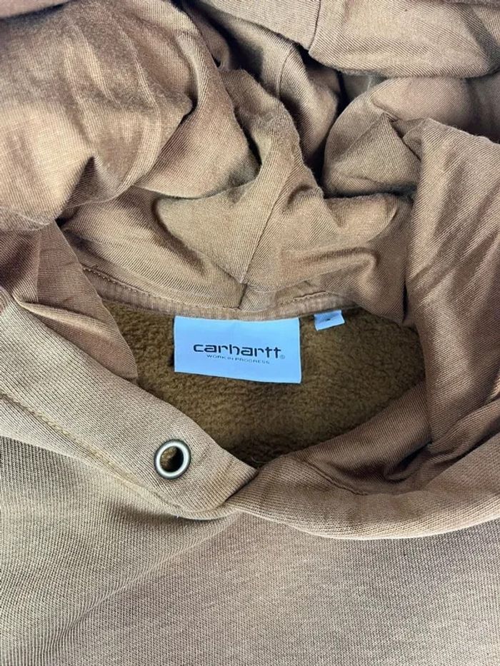 sweat Carhartt beige logo brodé manche taille S 462F - photo numéro 7