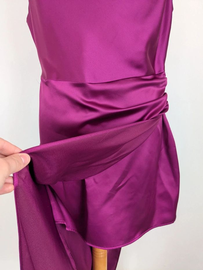 Robe satiné violet asymétrique T40 : Zara - photo numéro 2