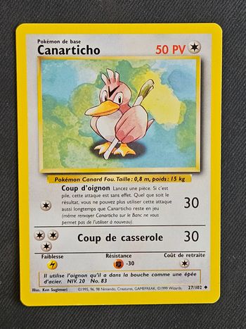 Carte Pokemon Canarticho Set de base 27/102
