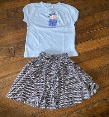 T-shirt cadet rousselle et jupe bleu comme gris 18 mois