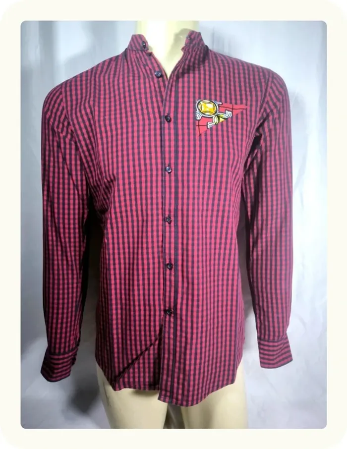 Chemise manches longues col mao homme wax tissu africain luxe Jean Nobayo Taille M 38