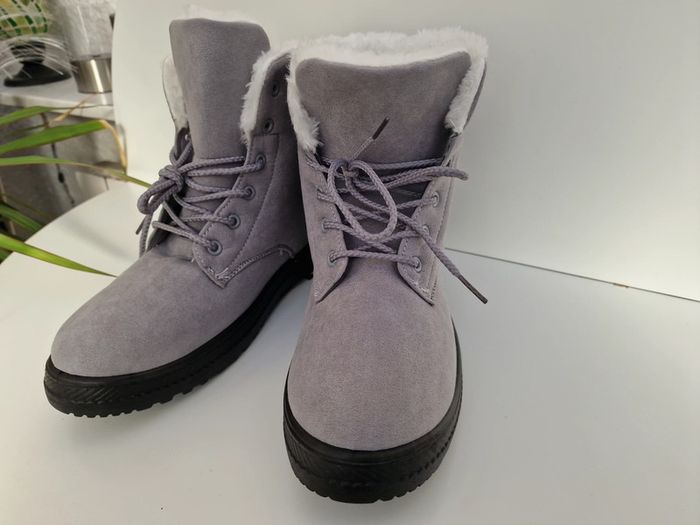 Bottines Grises Fourrure Blanche - photo numéro 3