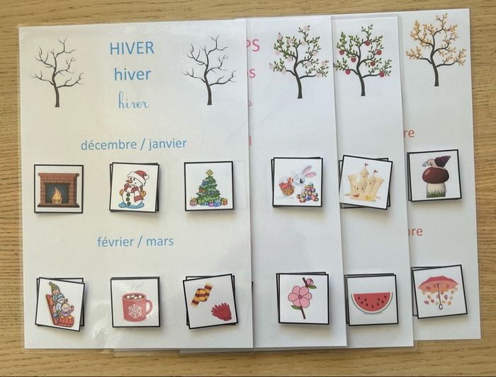 Lot 4 fiches Montessori : Les saisons