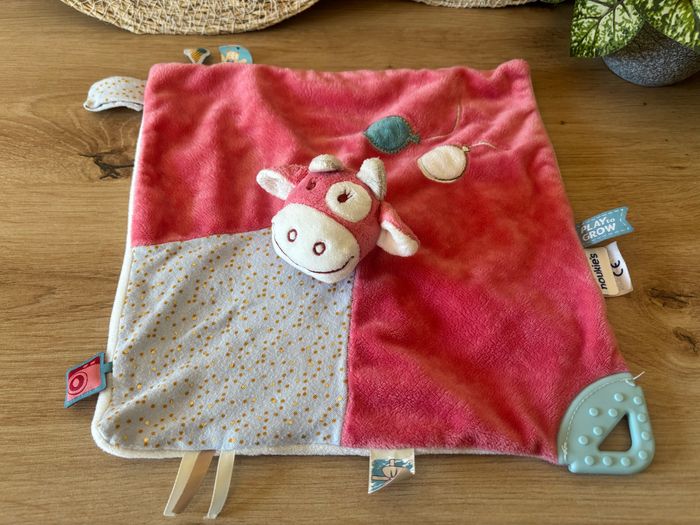 Doudou plat vache Lola rose bleu dentition play to grow noukie’s - photo numéro 2
