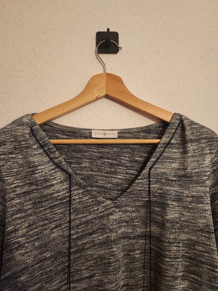 Haut gris chiné brillant Cache Cache – femme T.L - photo numéro 4