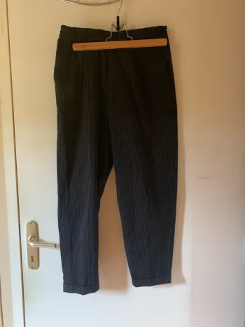 Pantalon à pince taille haute rayer