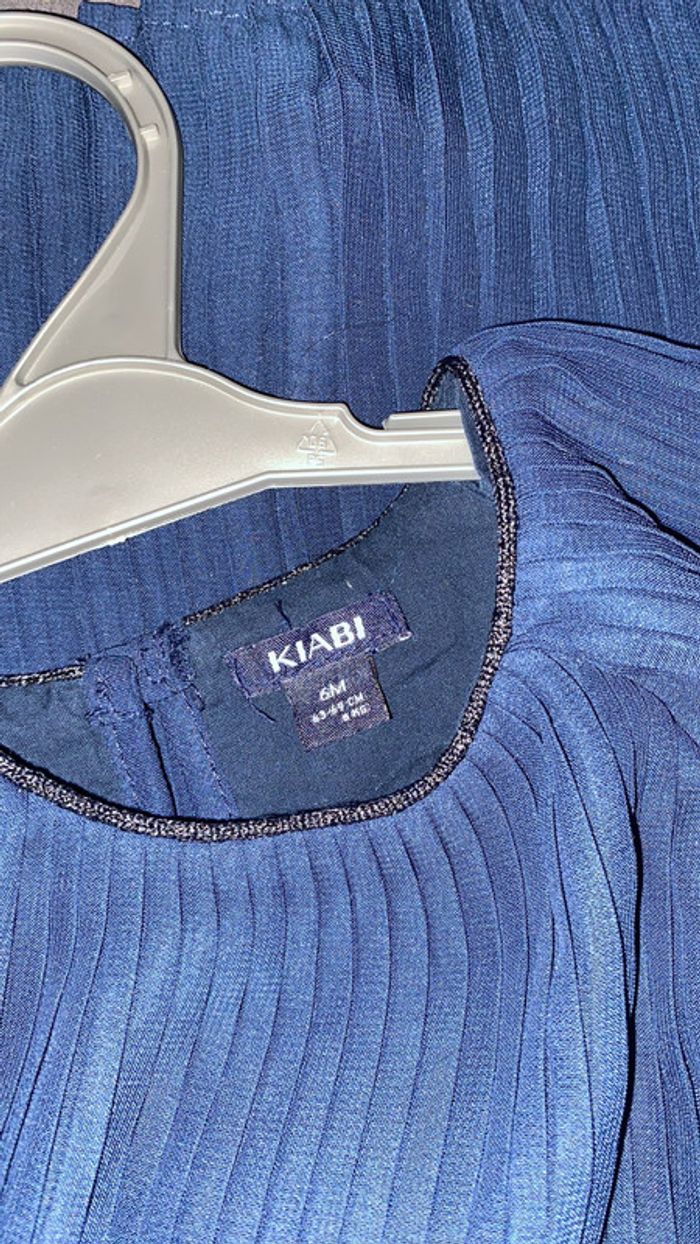 Robe bleu marine plissée doublée 6 mois /8kgs kiabi - photo numéro 3