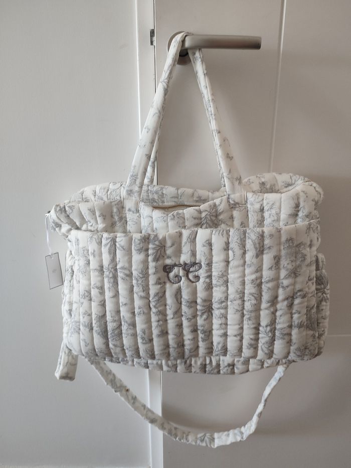 Sac tartine et chocolat toile de Jouy gris neuf