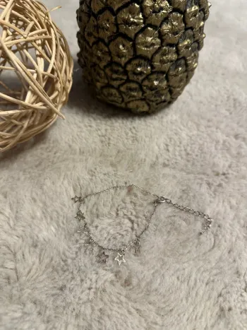 Bracelet de cheville étoiles argenté