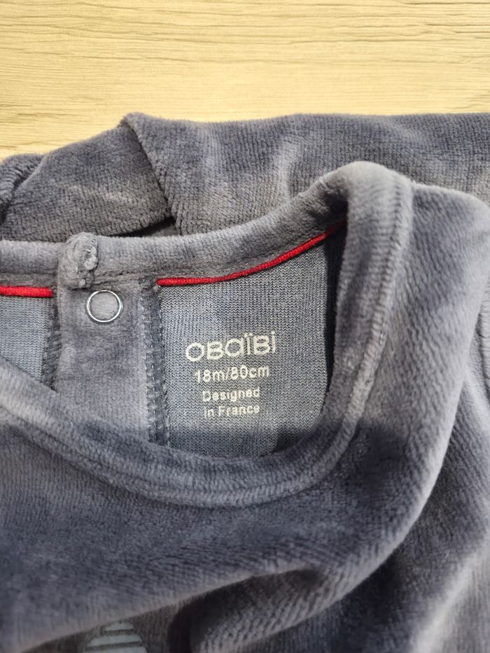 Pyjama en velours bleu, Obaïbi, 18 mois - photo numéro 5