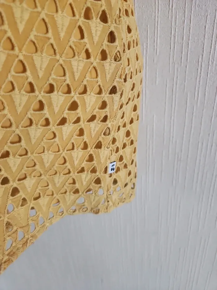 Haut à volants et broderie doublé jaune le temps des cerises S - photo numéro 6