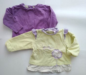 #lot De 2 T-Shirts Manches Longues Bébé Fille Taille 12 Mois